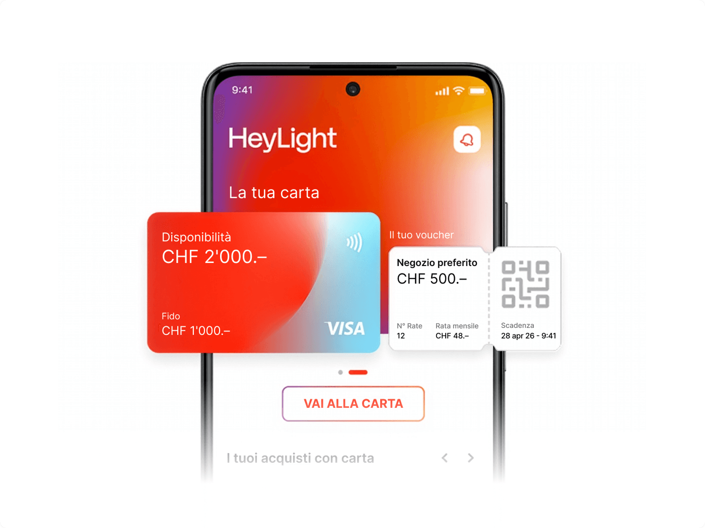 App bancaria mobile con carta di pagamento